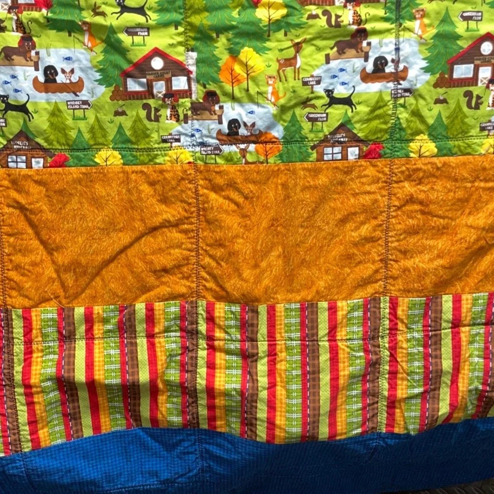 Handmade Kids Quilt‎ Blanket Multicolor Patchwork Camping Monster Truck 46x65